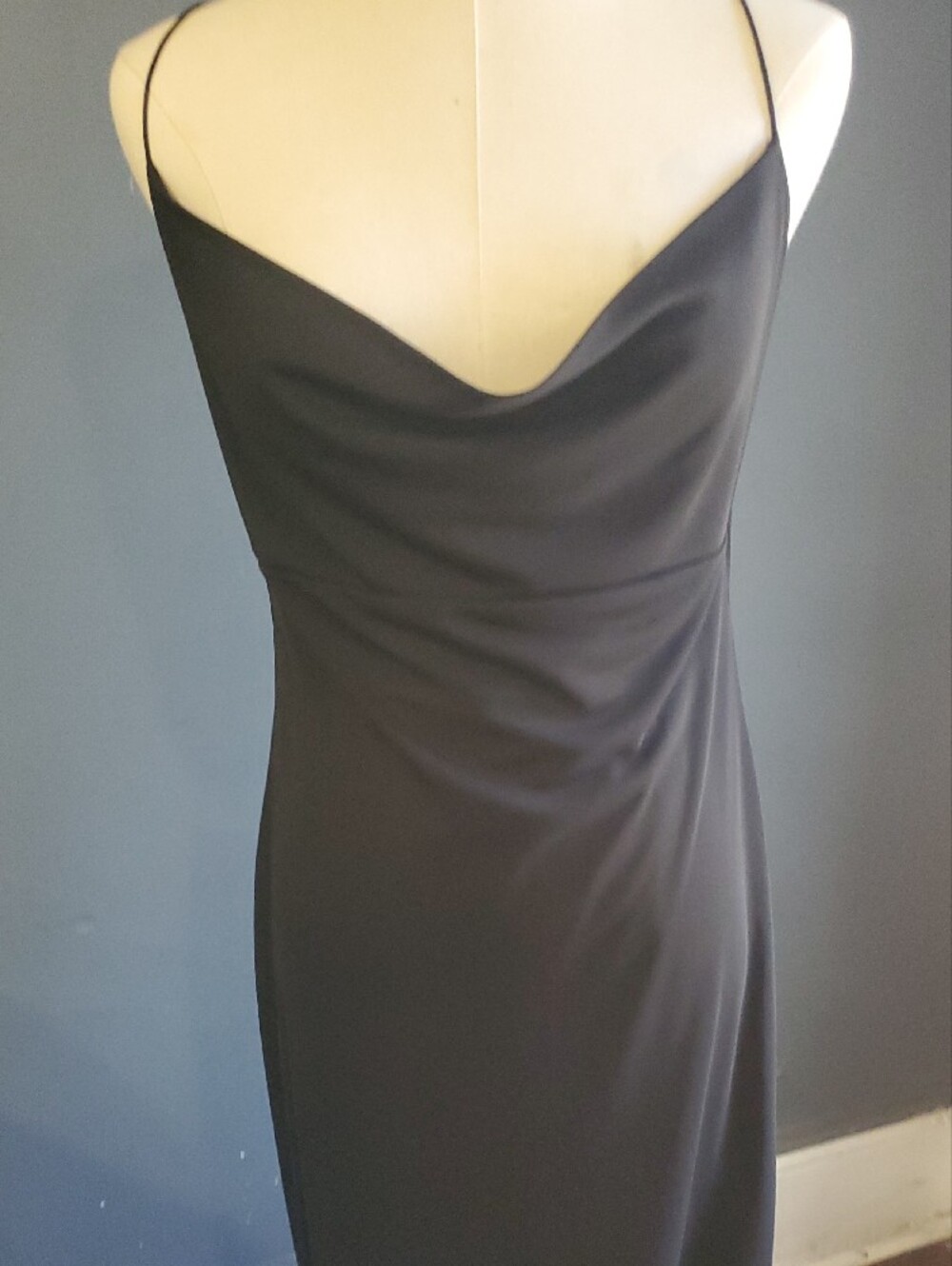 Vtg Frederick's of Hollywood Black Backless Maxi Dress with Crisscross Straps - Picture 8 of 13